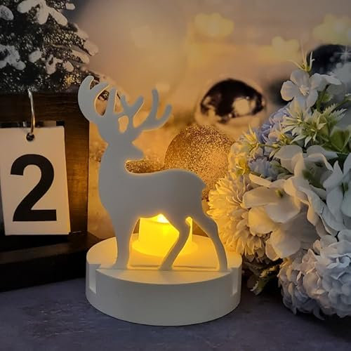Silikonformen Gießformen Kerzenhalter, Weihnachten Elch Weihnachtsmann Silikonform, Silikon Gießform Zum Gießen, Gips Elch (D)