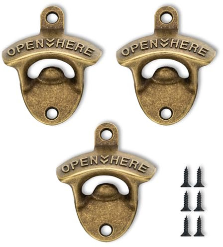 QZKJQDD Flaschenöffner wand, Zinklegierung Flaschenöffner, Bronze Bieröffner Wand, Bierflaschenöffner geeignet für Bars, Küchen, Wohnungen, Terrassen, Restaurants usw (3 Stück)