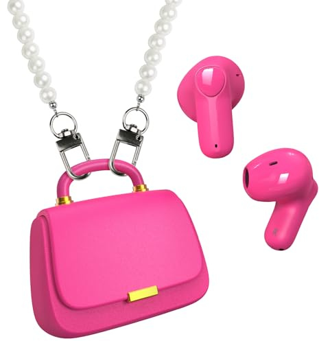 Kopfhörer Kabellos Bluetooth In-Ear Earbuds – Stylische Ohrhörer mit Mini Handbag Ladecase, zum Umhängen wie Handtasche, 22h Spielzeit, Geschenkidee für Damen & Teens