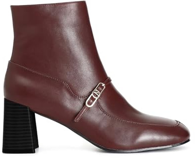 CAFèNOIR - Tronchetto da Donna in Morbida Nappa con Tacco e Punta Squadrata, Stivaletto con Fibbia Personalizzata e Tacco 65mm, Scarpa Elegante con Cerniera Interna