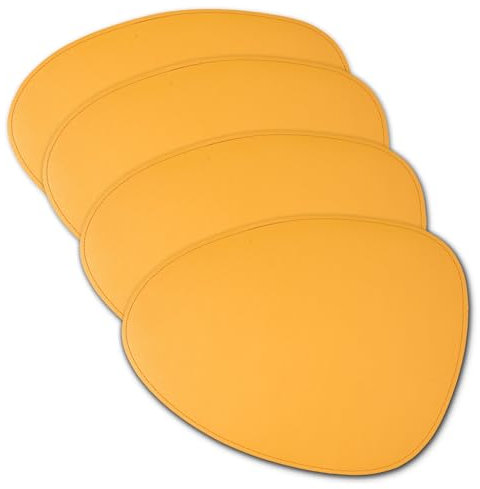 CAIT CHAPMAN HOME COLLECTION Wendbare Tischsets aus Kunstleder, 40,6 x 31,8 cm, gebogenes Dreieck, Gelb, 4 Stück