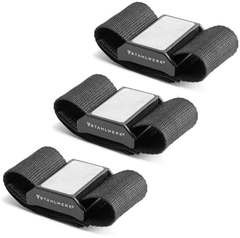 STAHLWERK Braccialetto magnetico per viti, piccole parti magnetiche, viti, chiodi, trapano, utensile forte magnete, set da 3