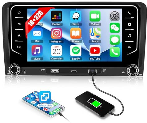 SIXWIN Upgrade Android Car Radio for Audi A3 8P (2003-2012) A3 8P1 3-door Hatchback (2003-2012) S3 8P (2006-2012) RS3 Sportback (2011-2012) 7 inch Touch Screen with FM Radio Mirror Link Bluetooth