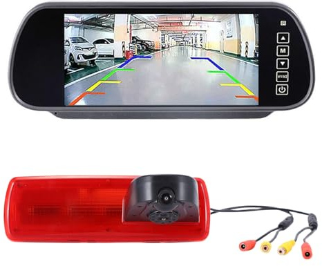 Ultraweitwinkel HD Bremsleuchte Rückfahrkamera mit 7 Zoll Touch Screen Rückspiegel Monitor, Wasserdichte Nachtsicht Rückfahrkamera für Opel/Vauxhall Vivaro/Renault Trafic/Fiat Talento/Primastar/NV300