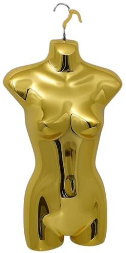 Gold-Full Hanging Female Mannequin Torso – Lightweight Polyethylene Display Bust – Wall-Mountable Body Form