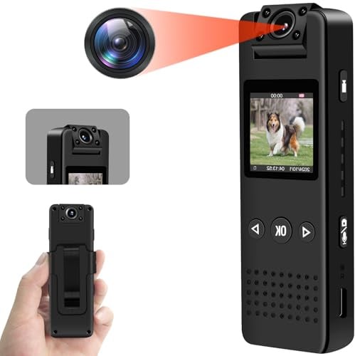 Knopfkamera Bodycam 1080P mit 180° drehbarem Objektiv & Nachtsicht