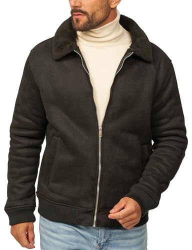 behype. Herren Blouson-Jacke als Weiche Übergangsjacke - Piloten Bomberjacke in Leder-Optik mit Teddy-Fleece für Männer - Men's Jacket