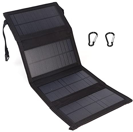 Leatikall Panneau Solaire USB, 20W 5V USB5V DC Sortie Pliable Portable Chargeur de Cellules Solaires Polycristallines pour l'extérieur