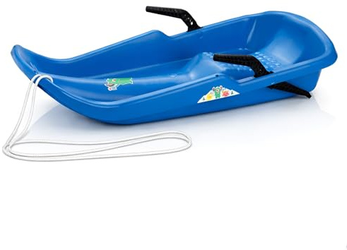 Twister Sledge with Brakes Made of Plastic, 80 x 39 x 15 cm, Children's Toboggan Blue with Non-Slip Seat, Easy Steering, Maximum Load 50 kg, Safe Bob from 3 Years