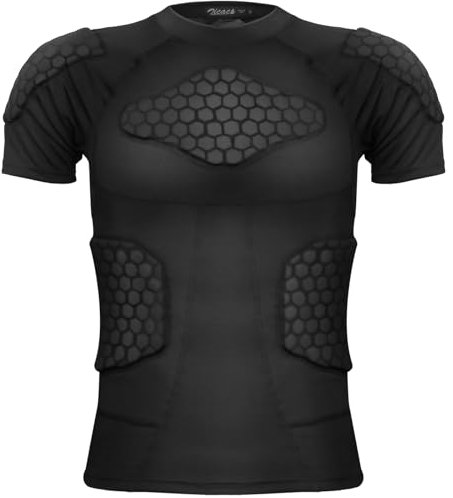 Zicac Maglia da Uomo Imbottita Compressione con Protezione Antiurto, Maniche Corte Maglia Sportiva Equipaggiamento Protettivo Pettorale Protezioni per Esterni/Fitness/Calcio/Basket/Sci/Rugby