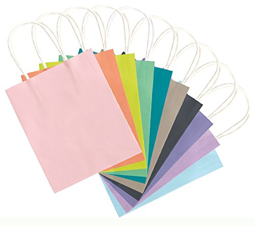 folia 21819/7 - Papiertüten aus Kraftpapier, Geschenktüten, 7 Stück, ca. 18 x 8 x 21 cm, farbig sortiert - zum Basteln, Verzieren und Verschenken