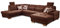 CAVADORE Wohnlandschaft Puccino mit Federkern, Schlaffunktion, verstellbarer Rückenlehne und 2 Kopfstützen / Sofalandschaft in U-Form im Landhaus-Design / 340 x 86 x 224 cm / Mikrofaser braun
