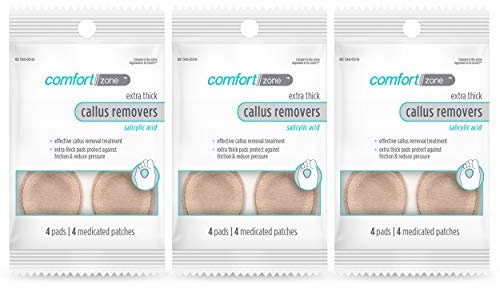 Comfort Zone Extra Thick Callus Remover Pads for Feet, Contains 40% Salicylic Acid, Protective Callus Pads for Feet to Cushion & Protect Against Friction, 4 Count, Pack of 3