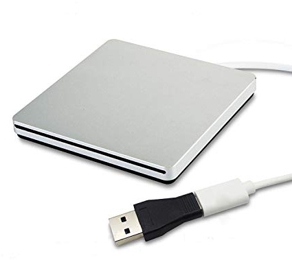 DVD-Laufwerk für PC DVD-Laufwerk Computer CD-Laufwerk CD/DVD-ROM Externe DVD-Brenner der U89 Stummschalttaste/Rewriter mit dem neuesten MacBook Pro/Asus/Dell Laptop etc. mit USB-c Port Silber