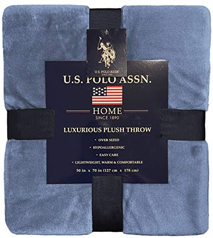 U.S. Polo Assn. Super Soft, Warm and Cozy Luxury Couch/Bed Flannel Plush Throw - 50 x 70