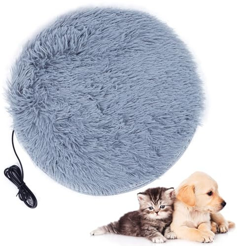 Haokaini Couverture Chauffante pour Animaux de Compagnie Chauffage Constant Coussin Chauffant Électrique Matelas en Peluche Tapis de Lit Chauffé Chaud avec Câble USB pour Petits Chiens