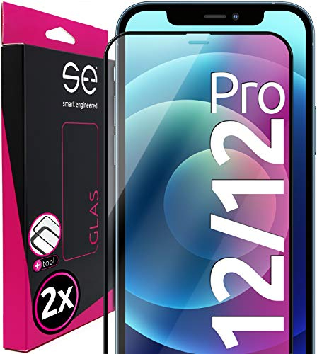 2 x se® für iPhone 12 für Panzerglas - aus Deutschland 100% Passgenau mit Installationshilfe, kompatibel mit iPhone 12 Schutzfolie Schutzglas, Anti- Kratzer 9H Härte HD-Klar 100% Funktion