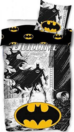 new discount Bettwäsche Batman aus Baumwolle, 100% Lizenzprodukt, 140 x 200 cm Duvet Cover, 63 x 63 cm Kissenbezug, 2 Stück, Queen, 100% Baumwolle, 2er Pack