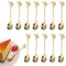 12 piezas de cuchara de café de hoja de acero inoxidable, mini cuchara de café con diseño de rama, cuchara de postre, utilizada para agua, leche, café, postre, bebidas, utensilios batido mixto (oro)
