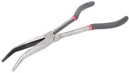 Fafeicy 280 mm Lange Spitzzange aus Werkzeugstahl + Kunststoff, Nadelzange, lange Reichweite, 45-Grad-Winkel, gebogene Zange, verlängerter Griff, Spitzzange