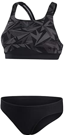 Speedo Hyperboom 2 PC Bikini Femme, Noir/Gris, 28