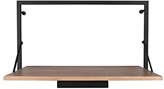 LED Wandregal LEONIE mit Holzablage, Flex Connect und Metallgestell in Schwarz & Holz 50x30cm
