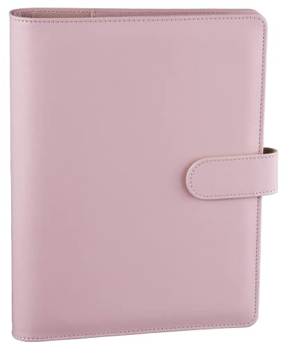 HAUTOCO A5 Binder, 6 Loch A5 Ringbuch Abdeckung, Ringbuch A5 Nachfüllbar Budget Binder, PU Leder Notizbuch A5 Ringbuch Planer Organizer Binder für Büro Schule (ohne Innenpapier), Rosa