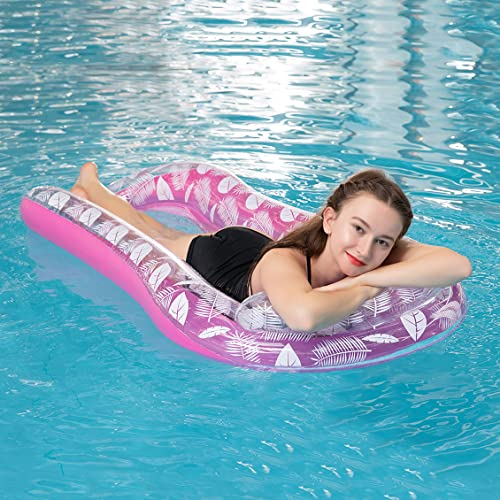 YIHELU Luftmatratze Pool Erwachsene, Luftmatratzen Wasser Hängematte mit Netz und Kopfstütze, Aufblasbare Wasserhängematte Schwimmring für Erwachsene