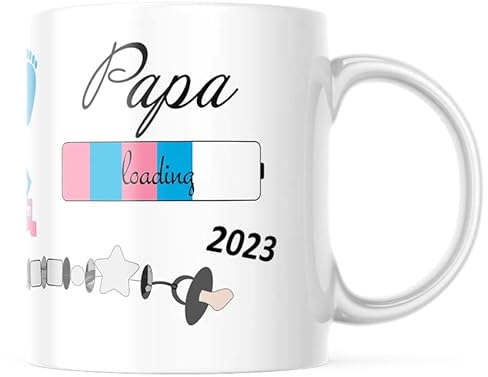 geschenke-fabrik.de - Tasse mit Spruch - Papa loading 2023 - Geschenke für werdende Väter/Geschenk für Schwangere - Schwangerschaft - Baby loading - Tasse Papa 2023 Geschenk