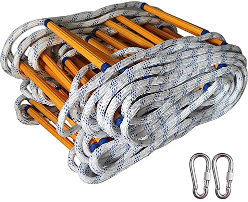 N A Strickleiter Feuerleiter,Erwachsene Rettungsleiter Feuerfest 12M Strickleitern Mit Karabinerhaken Wiederverwendbar Mit Höhensicherheit,Perfekt Für Fenster Und Balkon(3M-30M),12m
