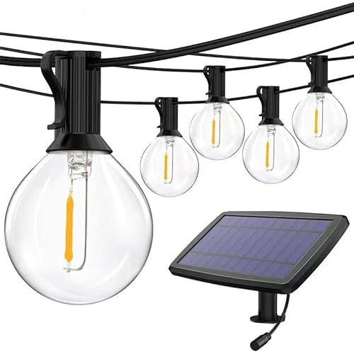 Lichterkette Außen Solar - 30M LED Lichterkette Wetterfest mit 25+2 Birnen Bruchsicher G40 Wasserdicht Lichterketten für Garten, Terrasse, Hochzeiten, Partys…