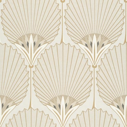 Grandeco Art Deco Nile Palm Textured Wallpaper, Beige Gold