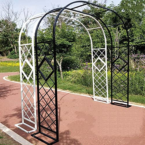 Rosenbogen, Garten-Torbogen Aus Metall, Pergola Rankhilfe Verzinkt Rost, Laubengang Rankgestell mit Sockel Wetterfest Gartenbogen Torbogen Rankenbogen, Hochzeitsbogen, 5 Größen,Schwarz,3.0Mx2.3M