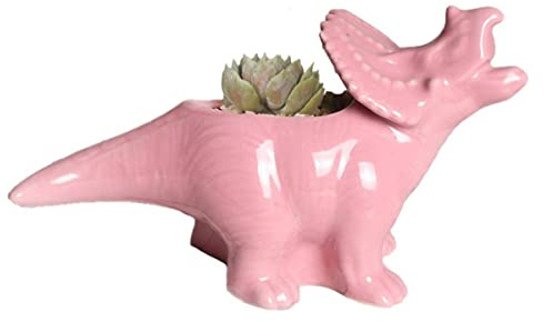 YANGMEI Pink Cute Cartoon Dinosaur Shape Ceramic Succulent Planter, Animal Creative Plant Flowerpot for Home Garden Planting Gardening Supplies, Desktop Flower Plant Pots, Home Decor Gifts