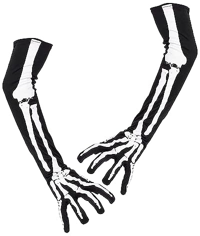 Halloween Skelett Handschuhe, Schädel Klauen Geister Knochen Handschuhe für Halloween Cosplay Party Requisiten, dehnbare Schädelknochen Vollfinger Handschuhe für Halloween Kostümzubehör