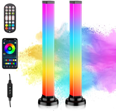 YAMYONE 360°RGB Barra LED Smart Lampada da Gioco 16 Milioni di Colori Sincronizzazione con Musica TV, Controllo per APP Telecomando Decorazioni per Camera Luce d'Atmosfera da Gioco (33CM-Rombo)
