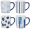 Hoikwo Set di 4 Tazze per Colazione 450ml, Tazza in Semi Ceramica, Set di Tazze Presenta Uniche Dipinte, Ottimo per Bevande, Caffè, Latte
