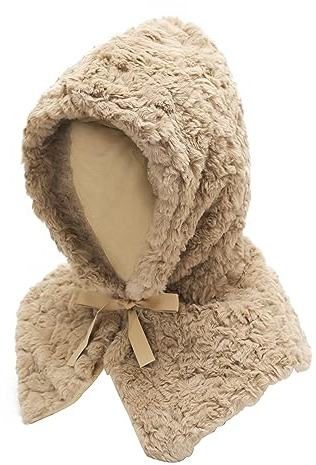 ZLYC Damen Winter Stricken Balaclava Beanie mit Kapuze(Einfarbig Khaki)