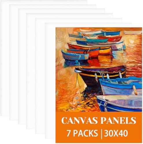 Koncci 30x40cm Canvas for Painting 3mm 7 pcs, A3 Canvas Board, Triple Primed, Cotton Acid-Free Canvases for Acrylic & Oil & Watercolor, for Professional Artist, Hobby Painters & Beginners