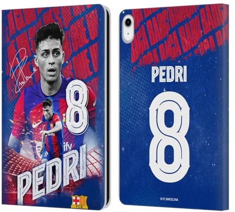 Head Case Designs Offizielle FC Barcelona Pedri 2023/24 Erstes Team Leder-Wallet-Hülle Kompatibel mit Apple iPad 10.9 2022/2025