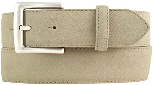 BELTINGER Gürtel aus Veloursleder mit altsilberner Gürtelschnalle 4 cm | Velour-Ledergürtel 40mm | Wildleder-Gürtel alt-silber 4cm