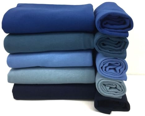 Bio Soft Sweat mit passendem Bio Bündchen | Blautöne | je 50 cm | kuschelig angeraut (blue shadow)