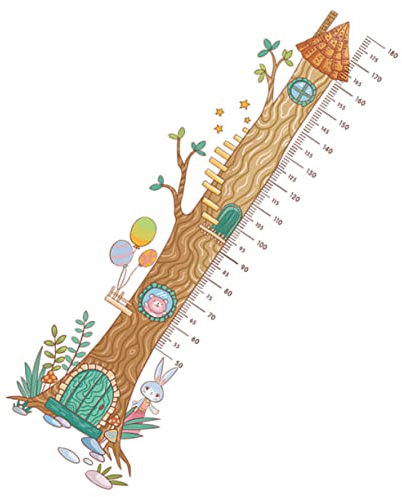 Amosfun 1blatt Höhenwachstumsmessung Aufkleber Für Kinderzimmer Selbstklebende Wanddekoration Mit Süßen Tiermotiven Für Glatte Oberflächen Baumhaus Design