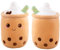 Aiuidun Bubble Tea Kuscheltier,Boba Stofftier Plüschkissen Spielzeug Weiches Umarmungskissen Geschenk für Kinder Mädchen Jungen(Braun-Runde Augen,50cm)