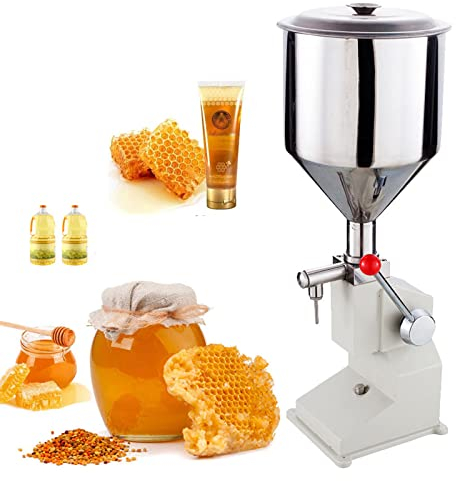 Manuelle Flüssigkeitsfüllmaschine, Kleiner Füller für Wasser, Öl, flüssiger Füller (5–50 ml), Pastenflaschenfüller, mit Skala, für Paste und Flüssigkeit, Wasser, kosmetische Creme, Shampoo, Lipgloss
