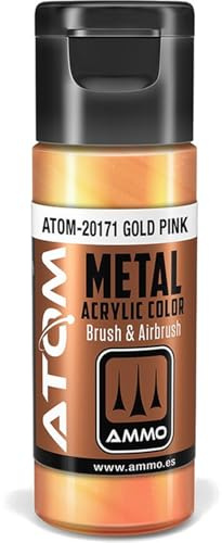 AMMO of Mig Jimenez S.L Atom: Metallic Gold Pink Acrylfarbe, 20 ml Flasche