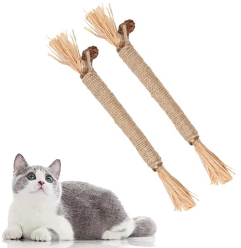 Fc'Noqgn 2 Katzenzahnsticks, Matatabi Kausticks, Interaktives Katzenspielzeug, Katzenkauholz, Katzenzahnpflege und Anti-Bad Breath Silver Vine Sticks