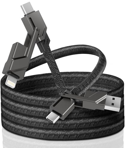 4 in 1 Mutli Charging Cable, USB A/USB C to USB C/Lightning Cable 6.6FT 100W Multi Fast Charger & Data Transfer Cord Compatible with iPhone 16 15 14 13 12 11 Pro Max Mini, iPad, iPod,Samsung,Google