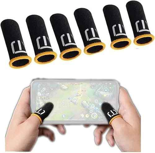Enyolidimk 3 Pair Black Patterns Gaming Finger Sleeves Breathable Fingertips Gameler Sweatproof Games-Slip Thumb GR9l5 Gloves for Mobile Cell Phone Gaming Finger Sleeves, Handy-Gaming-Fingersleeves