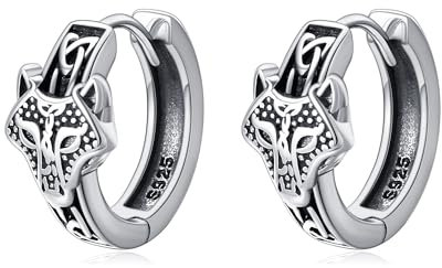 Wikinger Ohrringe Männer Sterling Silber - Wolf Ohrringe Wikingerschmuck